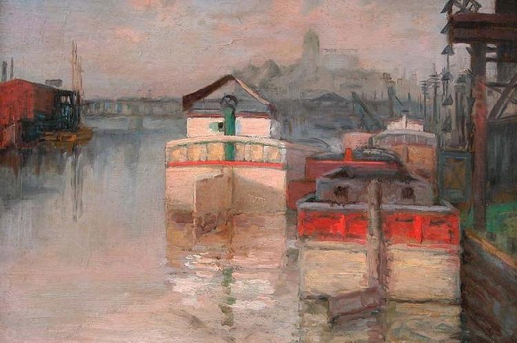 Carl Wagner Coal Barges on the Lower Schuylkill France oil painting art